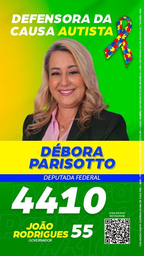 Material oficial da campanha de Débora Parisotto